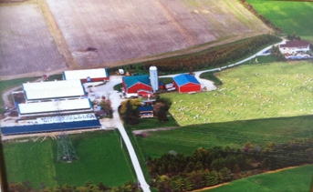 Arial shot of Vanderveen Farms, Grand Valley, Ontario, Canada